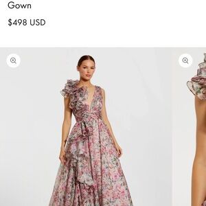 Floral Ruffled One-Shoulder Gown - Pink Floral